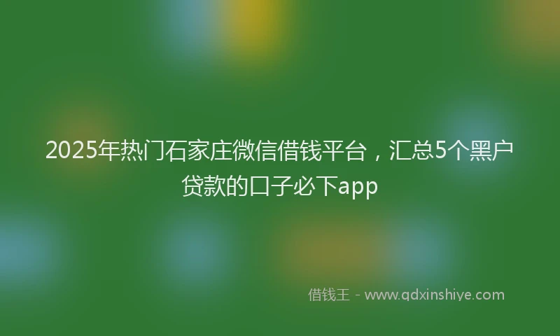2025年热门石家庄微信借钱平台，汇总5个黑户贷款的口子必下app