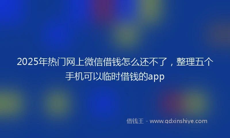 2025年热门网上微信借钱怎么还不了，整理五个手机可以临时借钱的app