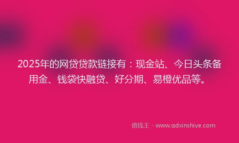 2025年的网贷贷款链接有：现金站、今日头条备用金、钱袋快融贷、好分期、易橙优品等。