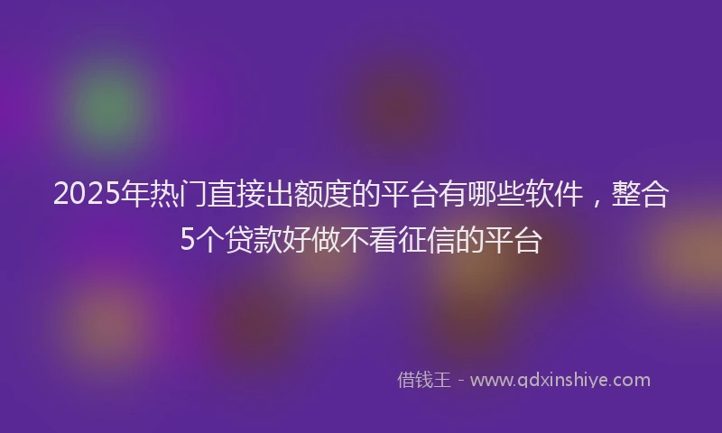 2025年热门直接出额度的平台有哪些软件，整合5个贷款好做不看征信的平台