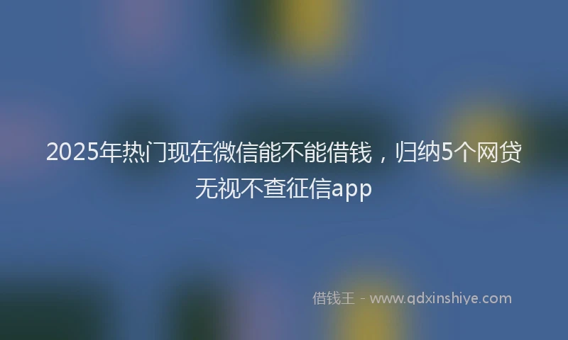 2025年热门现在微信能不能借钱，归纳5个网贷无视不查征信app