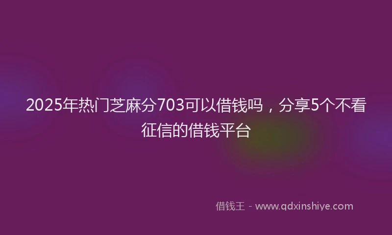 2025年热门芝麻分703可以借钱吗,分享5个不看征信的借钱平台