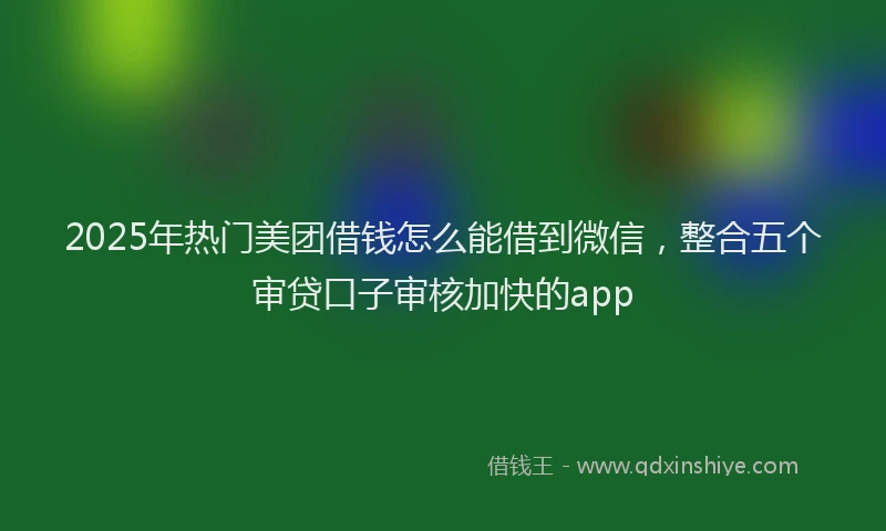 2025年热门美团借钱怎么能借到微信，整合五个审贷口子审核加快的app