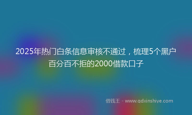2025年热门白条信息审核不通过，梳理5个黑户百分百不拒的2000借款口子