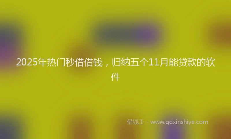 2025年热门秒借借钱，归纳五个11月能贷款的软件