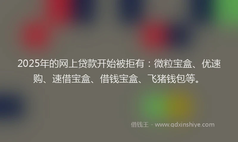 2025年的网上贷款开始被拒有:微粒宝盒、优速购、速借宝盒、借钱宝盒、飞猪钱包等。