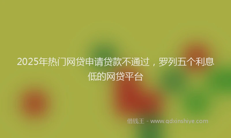 2025年热门网贷申请贷款不通过，罗列五个利息低的网贷平台