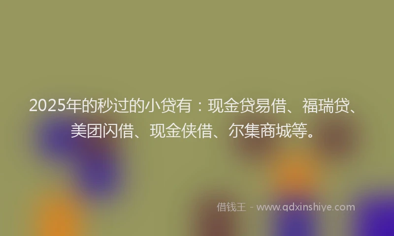 2025年的秒过的小贷有：现金贷易借、福瑞贷、美团闪借、现金侠借、尔集商城等。