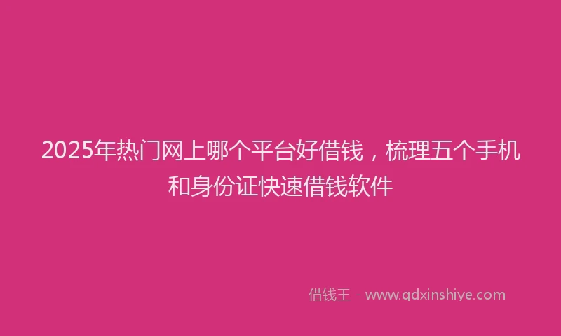 2025年热门网上哪个平台好借钱，梳理五个手机和身份证快速借钱软件