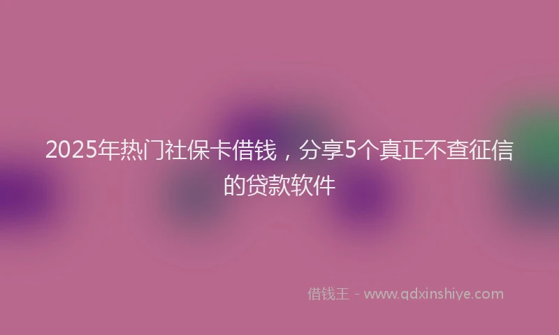 2025年热门社保卡借钱,分享5个真正不查征信的贷款软件