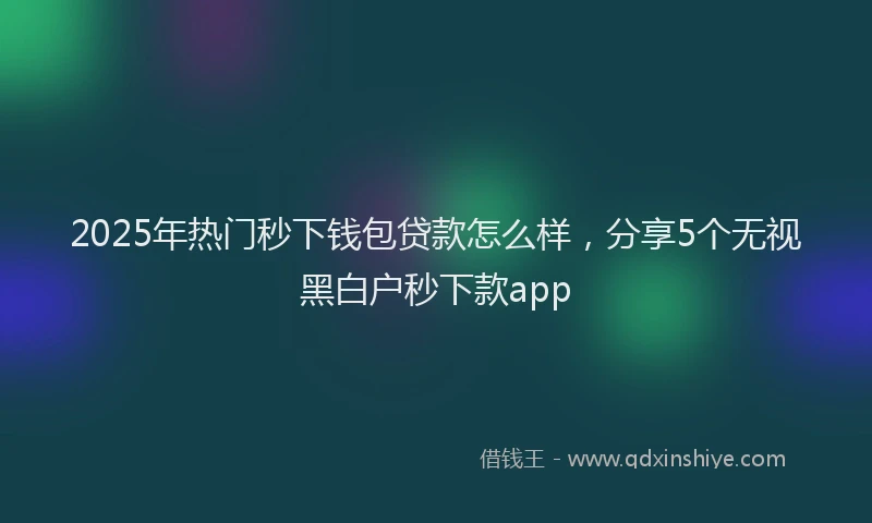 2025年热门秒下钱包贷款怎么样，分享5个无视黑白户秒下款app