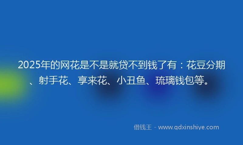 2025年的网花是不是就贷不到钱了有：花豆分期、射手花、享来花、小丑鱼、琉璃钱包等。