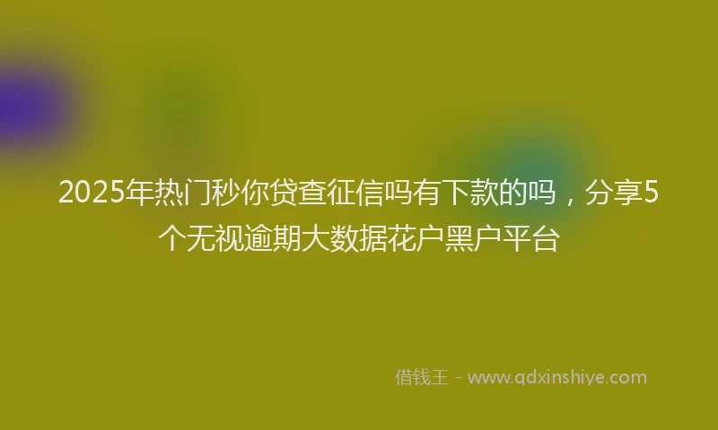 2025年热门秒你贷查征信吗有下款的吗，分享5个无视逾期大数据花户黑户平台