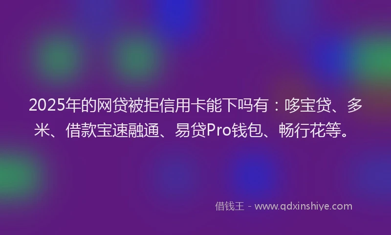 2025年的网贷被拒信用卡能下吗有：哆宝贷、多米、借款宝速融通、易贷Pro钱包、畅行花等。