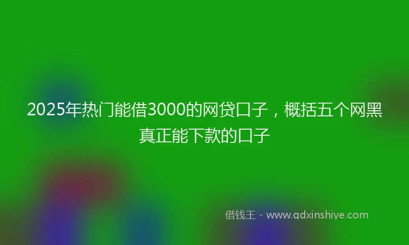 2025年热门能借3000的网贷口子,概括五个网黑真正能下款的口子