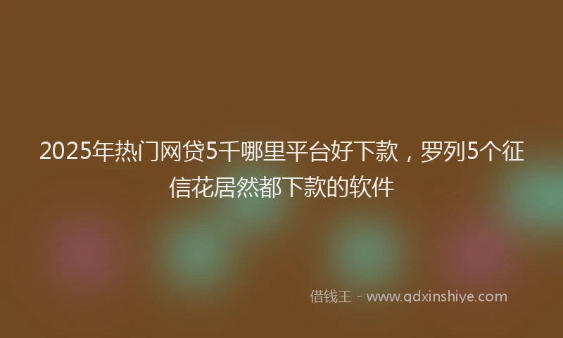 2025年热门网贷5千哪里平台好下款，罗列5个征信花居然都下款的软件