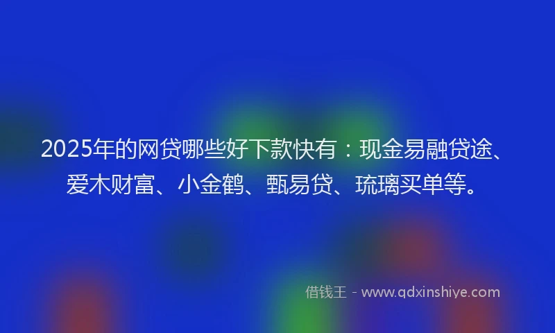 2025年的网贷哪些好下款快有：现金易融贷途、爱木财富、小金鹤、甄易贷、琉璃买单等。