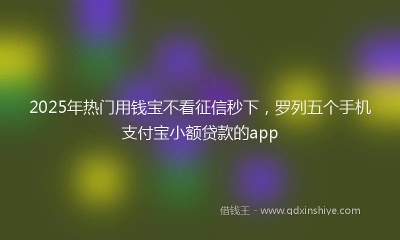 2025年热门用钱宝不看征信秒下，罗列五个手机支付宝小额贷款的app