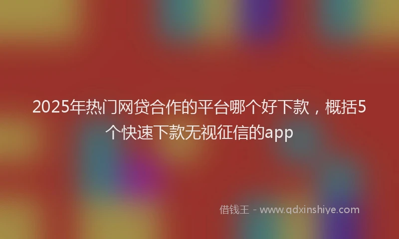 2025年热门网贷合作的平台哪个好下款，概括5个快速下款无视征信的app