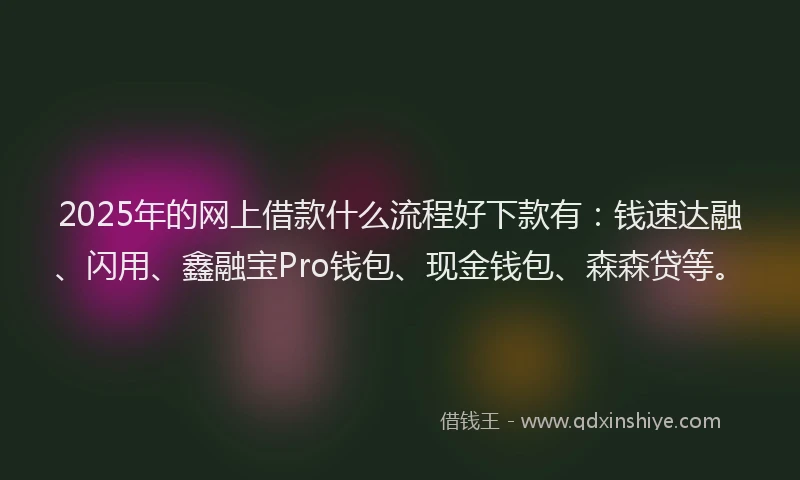 2025年的网上借款什么流程好下款有：钱速达融、闪用、鑫融宝Pro钱包、现金钱包、森森贷等。