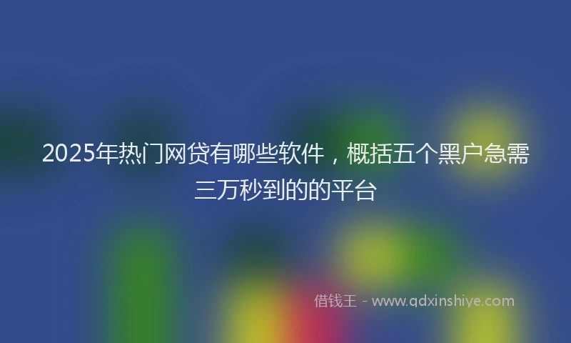2025年热门网贷有哪些软件，概括五个黑户急需三万秒到的的平台