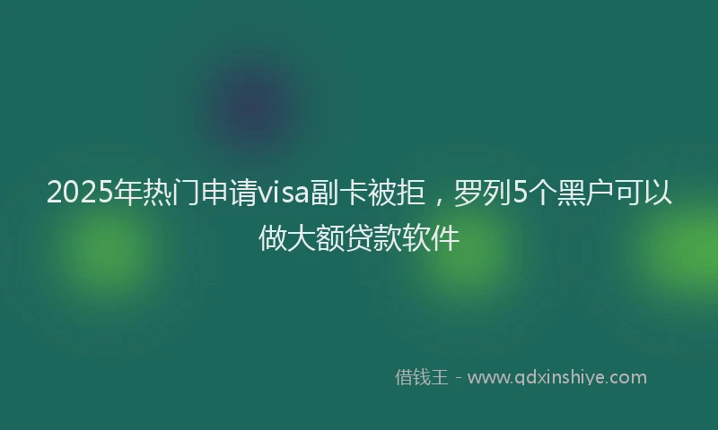 2025年热门申请visa副卡被拒，罗列5个黑户可以做大额贷款软件