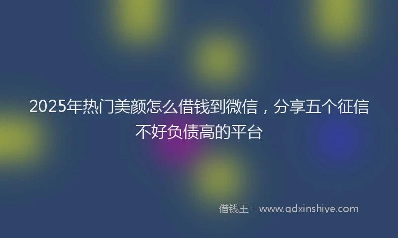 2025年热门美颜怎么借钱到微信，分享五个征信不好负债高的平台