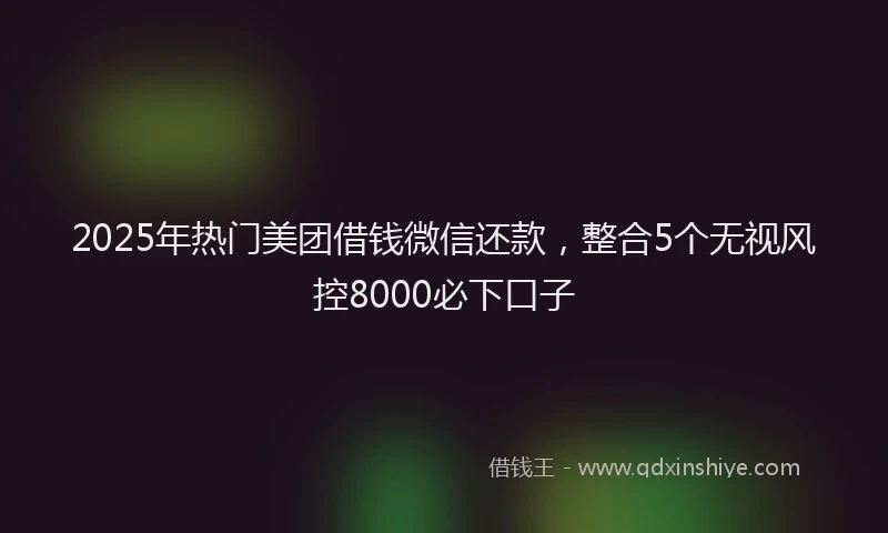 2025年热门美团借钱微信还款,整合5个无视风控8000必下口子