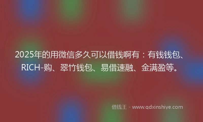 2025年的用微信多久可以借钱啊有：有钱钱包、RICH-购、翠竹钱包、易借速融、金满盈等。