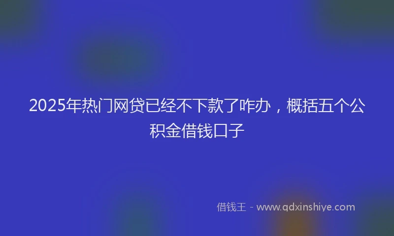 2025年热门网贷已经不下款了咋办,概括五个公积金借钱口子