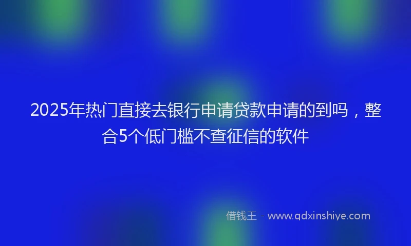 2025年热门直接去银行申请贷款申请的到吗，整合5个低门槛不查征信的软件
