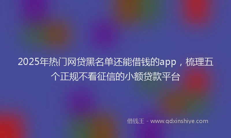 2025年热门网贷黑名单还能借钱的app，梳理五个正规不看征信的小额贷款平台