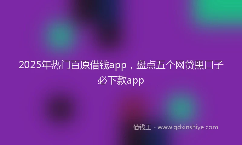 2025年热门百原借钱app，盘点五个网贷黑口子必下款app