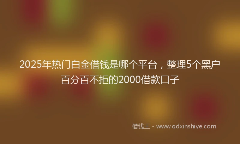 2025年热门白金借钱是哪个平台，整理5个黑户百分百不拒的2000借款口子