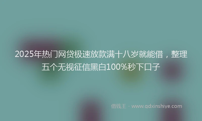 2025年热门网贷极速放款满十八岁就能借,整理五个无视征信黑白100%秒下口子