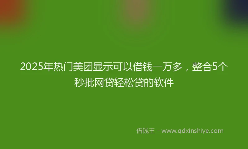 2025年热门美团显示可以借钱一万多，整合5个秒批网贷轻松贷的软件