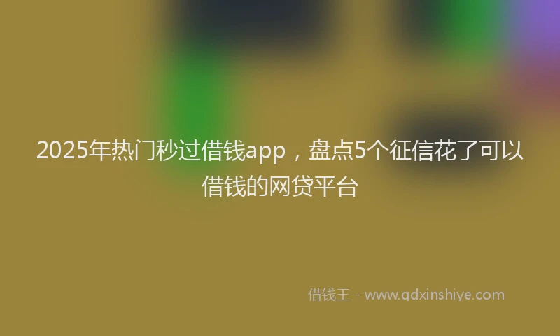 2025年热门秒过借钱app，盘点5个征信花了可以借钱的网贷平台