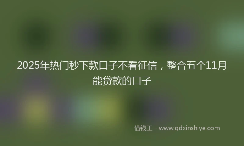 2025年热门秒下款口子不看征信，整合五个11月能贷款的口子