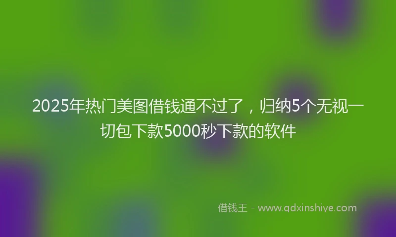 2025年热门美图借钱通不过了，归纳5个无视一切包下款5000秒下款的软件