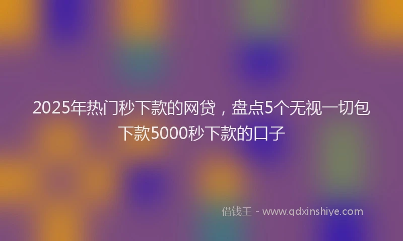 2025年热门秒下款的网贷，盘点5个无视一切包下款5000秒下款的口子