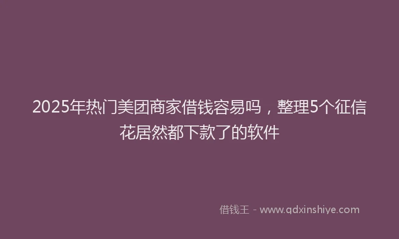 2025年热门美团商家借钱容易吗，整理5个征信花居然都下款了的软件