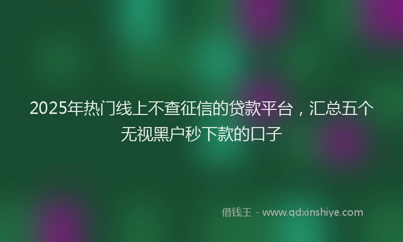 2025年热门线上不查征信的贷款平台，汇总五个无视黑户秒下款的口子