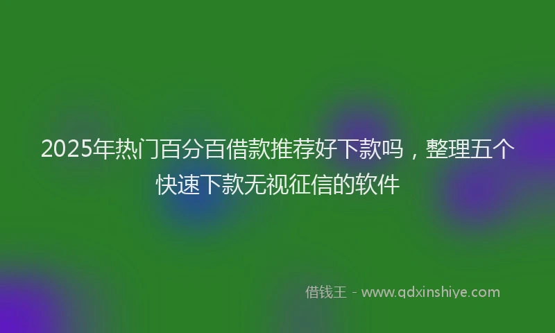 2025年热门百分百借款推荐好下款吗，整理五个快速下款无视征信的软件