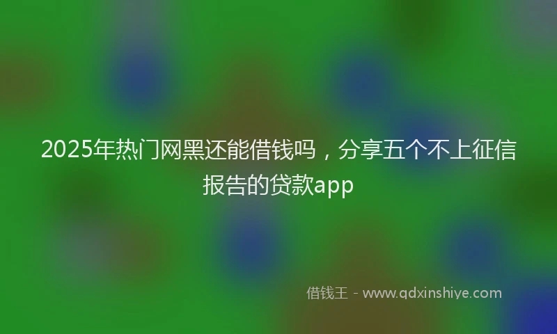 2025年热门网黑还能借钱吗，分享五个不上征信报告的贷款app