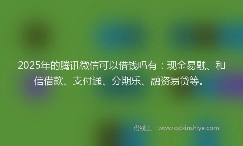 2025年的腾讯微信可以借钱吗有：现金易融、和信借款、支付通、分期乐、融资易贷等。