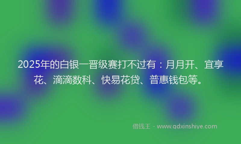 2025年的白银一晋级赛打不过有：月月开、宜享花、滴滴数科、快易花贷、普惠钱包等。