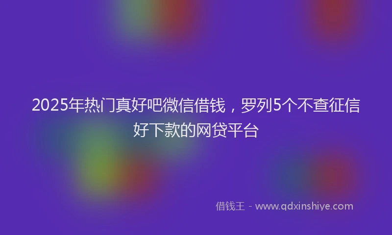 2025年热门真好吧微信借钱，罗列5个不查征信好下款的网贷平台