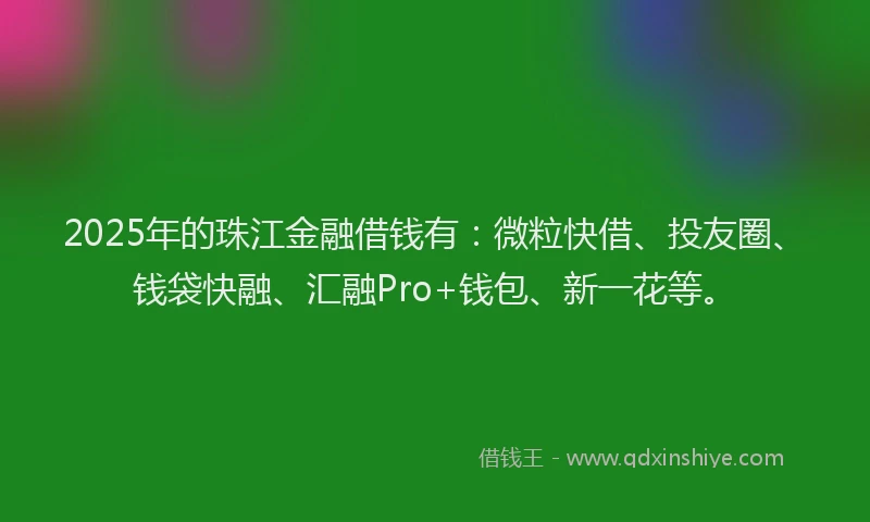 2025年的珠江金融借钱有：微粒快借、投友圈、钱袋快融、汇融Pro+钱包、新一花等。