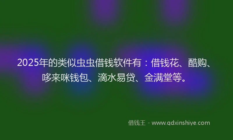 2025年的类似虫虫借钱软件有：借钱花、酷购、哆来咪钱包、滴水易贷、金满堂等。