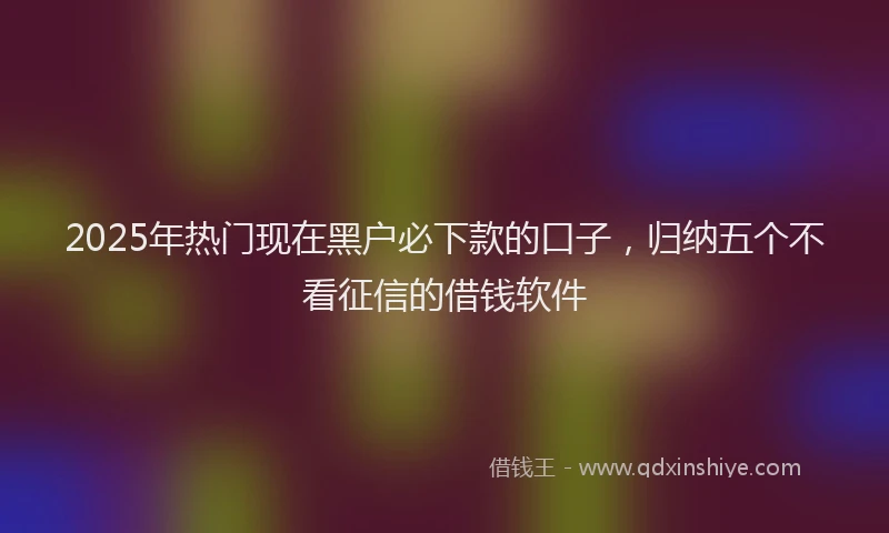 2025年热门现在黑户必下款的口子，归纳五个不看征信的借钱软件